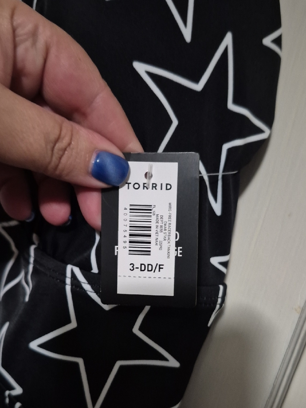 torrid Black and White Star Print Swim Top